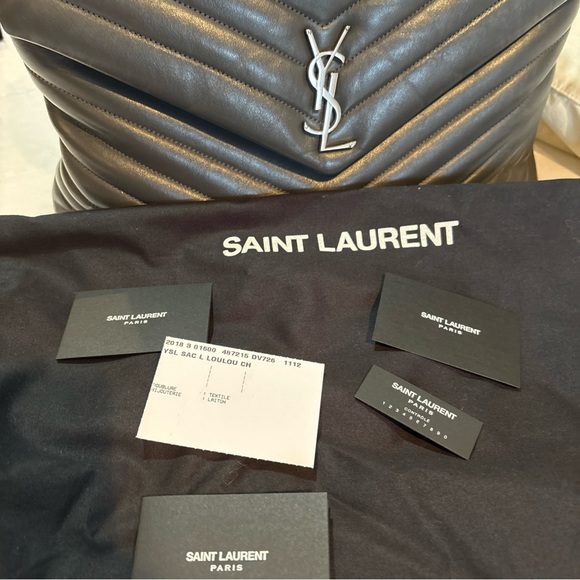 Yves Saint Laurent Metallic Gray Chevron Shoulder Bag - Picture 8 of 16